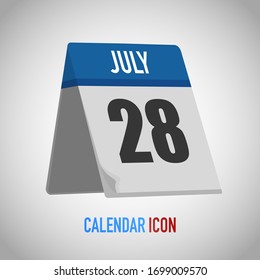 Bonito calendario estilo mesa. Fecha, día, mes. Fondo de ilustración vectorial para recordatorio, aplicación, UI, evento, vacaciones, documento de oficina, icono, logotipo. objeto plano aislado y símbolo. colección anual