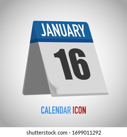Bonito calendario estilo mesa. Fecha, día, mes. Fondo de ilustración vectorial para recordatorio, aplicación, UI, evento, vacaciones, documento de oficina, icono, logotipo. objeto plano aislado y símbolo. colección anual