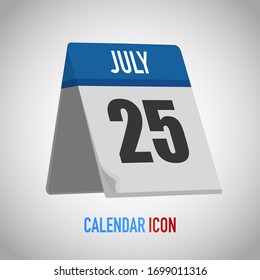 Bonito calendario estilo mesa. Fecha, día, mes. Fondo de ilustración vectorial para recordatorio, aplicación, UI, evento, vacaciones, documento de oficina, icono, logotipo. objeto plano aislado y símbolo. colección anual