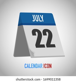 Bonito calendario estilo mesa. Fecha, día, mes. Fondo de ilustración vectorial para recordatorio, aplicación, UI, evento, vacaciones, documento de oficina, icono, logotipo. objeto plano aislado y símbolo. colección anual