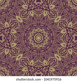 Beautiful tablecloth. Seamless lace pattern with geometric . floral element. Vector illustration. color