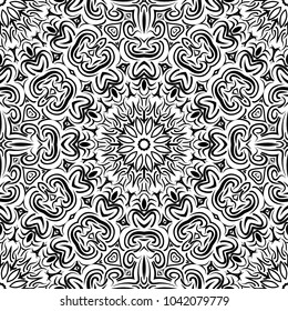 Beautiful tablecloth. Seamless lace pattern with geometric . floral element. Vector illustration. color