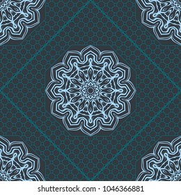 Beautiful tablecloth. Seamless lace pattern with geometric, floral element. Vector illustration.