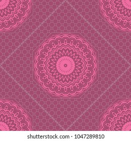 Beautiful tablecloth. Seamless lace pattern with geometric, floral element. Vector illustration.