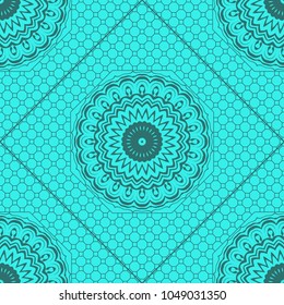 Beautiful tablecloth. Seamless lace pattern with geometric, floral element. Vector illustration.