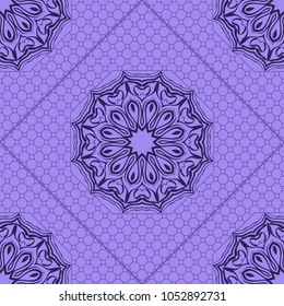 Beautiful tablecloth. Seamless lace pattern with geometric, floral element. Vector illustration.
