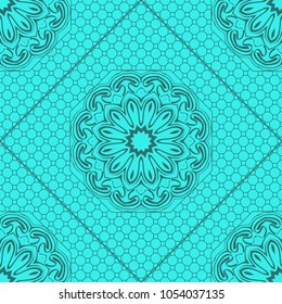 Beautiful tablecloth. Seamless lace pattern with geometric, floral element. Vector illustration.