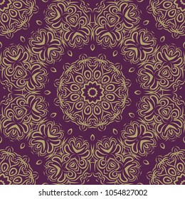 Beautiful tablecloth. Seamless lace pattern with geometric . floral element. Vector illustration. color