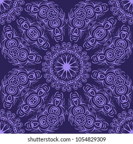 Beautiful tablecloth. Seamless lace pattern with geometric . floral element. Vector illustration. color