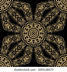 Beautiful tablecloth. Seamless lace pattern with geometric . floral element. Vector illustration. color