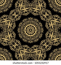 Beautiful tablecloth. Seamless lace pattern with geometric . floral element. Vector illustration. color