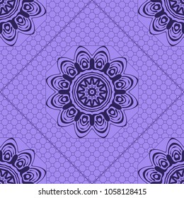 Beautiful tablecloth. Seamless lace pattern with geometric, floral element. Vector illustration.