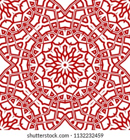 Beautiful tablecloth. Seamless lace pattern with geometric, floral element. Vector super illustration