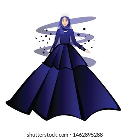 Beautiful tall and slender girl in glamour gown. Fashion vector illustration.
