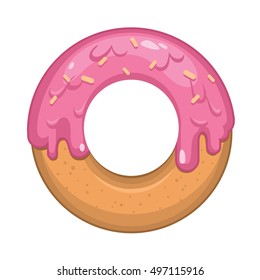 Beautiful tasty doughnut with pink glaze vector illustration