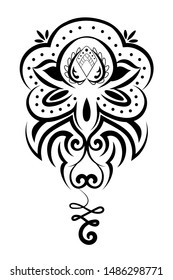 beautiful tattoo of a Lotus flower.tribal style.vector illustration