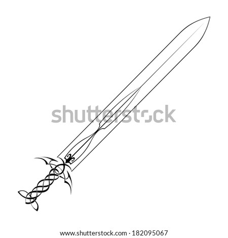 Beautiful Tattoo sword on a white background