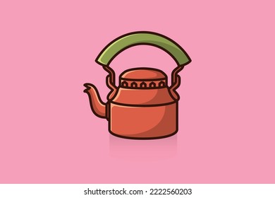 Schöne Tea Kettle Vektorgrafik. Das Konzept des Objektes Essen und Trinken. Frühstück Teekanne mit geschlossenem Deckel Symbol auf rosafarbenem Hintergrund.