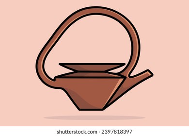 Hermosa ilustración vectorial de Tea Kettle. Concepto de icono de objeto interior de cocina. Té Tea Teapot matutino con diseño de icono de tapa cerrada sobre fondo naranja claro.