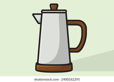 Beautiful Tea Kettle vector illustration. Kitchen interior object icon concept. Morning Tea Teapot with closed lid icon design on light orange background.