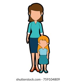 beautiful teacher female with student avatar character