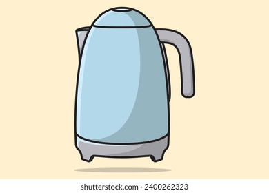 Beautiful Teakettle with Long Handle vector illustration. Kitchen interior object icon concept. House Teapot with closed lid icon design with shadow.