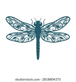Beautiful teal dragonfly with detailed wings and body, isolated on white, symbolizing nature and freedom