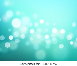 Beautiful Teal soft gradient background with bokeh effect. Blurred turquoise smooth backdrop. Vector illustration for your graphic design, banner, wallpapers, poster, card