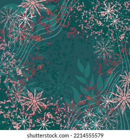 Beautiful teal-colored hijab pattern design snowflake with leaves. Also can be used as background, invitations, etc