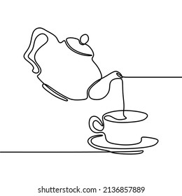 beautiful teapot drawing single line art