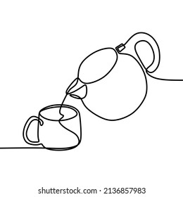 beautiful teapot drawing single line art