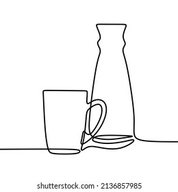 beautiful teapot drawing single line art