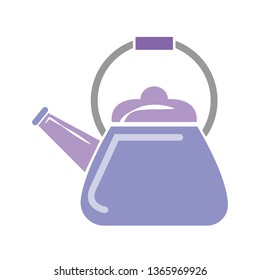beautiful teapot in flat style on white background