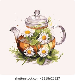 beautiful teapot and flower vector illustration design