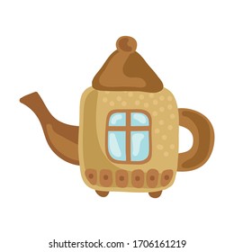 Beautiful teapot house. Vector illustration