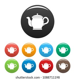 Beautiful teapot icon. Simple illustration of beautiful teapot vector icons set color isolated on white