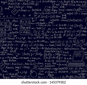 Beautiful technical seamless pattern with programming code. You can use any color of background.