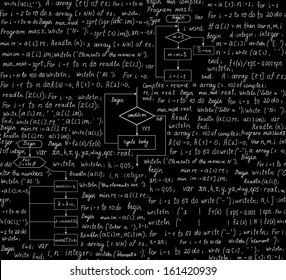 Beautiful technical vector seamless pattern with programming code