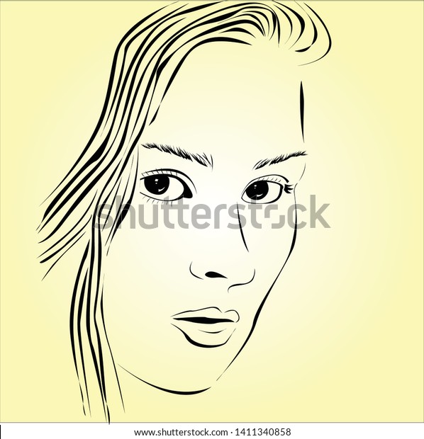 Beautiful Teen Girl Line Art Drawing Stock Vector Royalty Free 1411340858 Shutterstock 5978