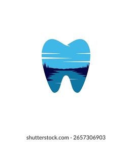 Hermosos dientes y el logotipo del lago