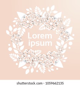 Beautiful Template Floral Ornament In Pastel Colors Flowers On Copy Space Background