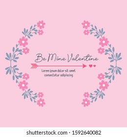 Beautiful template of flower frame unique for greeting be mine card. Vector