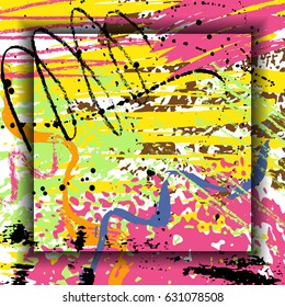 Beautiful Template Hand Drawn Texture with Frame for Celebrations Day and Greeting Card Design Stock Vector Illustration