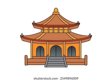 A Beautiful Temple vector Illustration