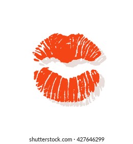 Beautiful tender vector lip traces on white background. 