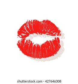 Beautiful tender vector lip traces on white background. 