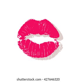 Beautiful tender vector lip traces on white background. 