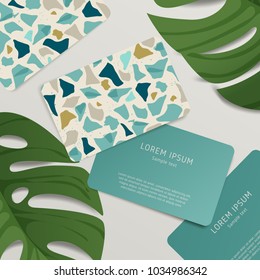 Beautiful Terrazzo Pattern on Business Card Template : Vector Illustration