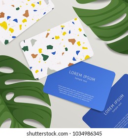 Beautiful Terrazzo Pattern on Business Card Template : Vector Illustration