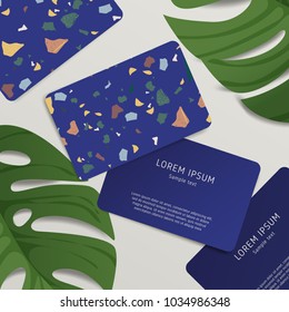 Beautiful Terrazzo Pattern on Business Card Template : Vector Illustration